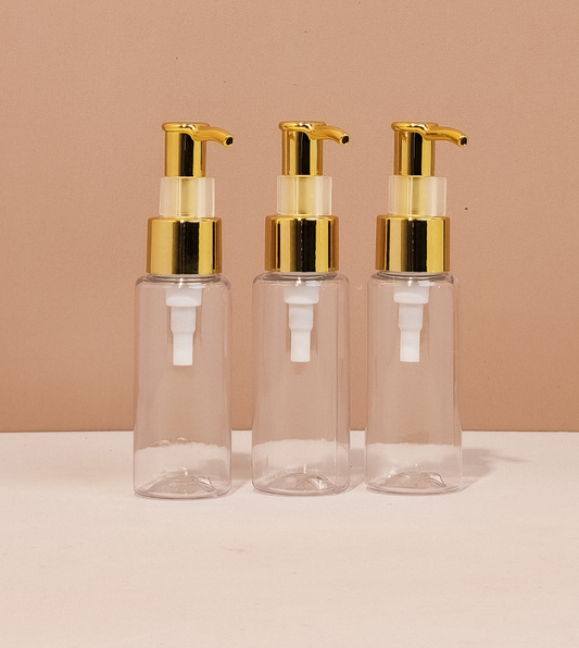 60Ml Pet Bottle With All Gold Lotion Pump