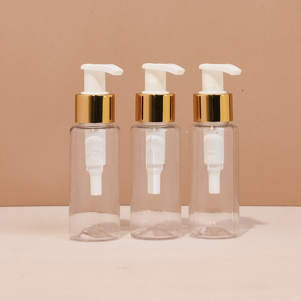 60Ml Pet Bottle With Old Gold White Lotion Pump