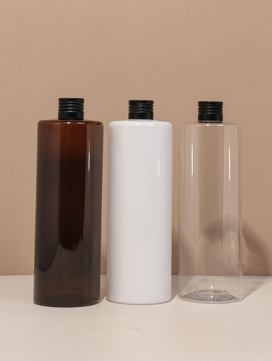 500Ml Tall Pet Bottle With Matte Black Aluminium Screw Cap