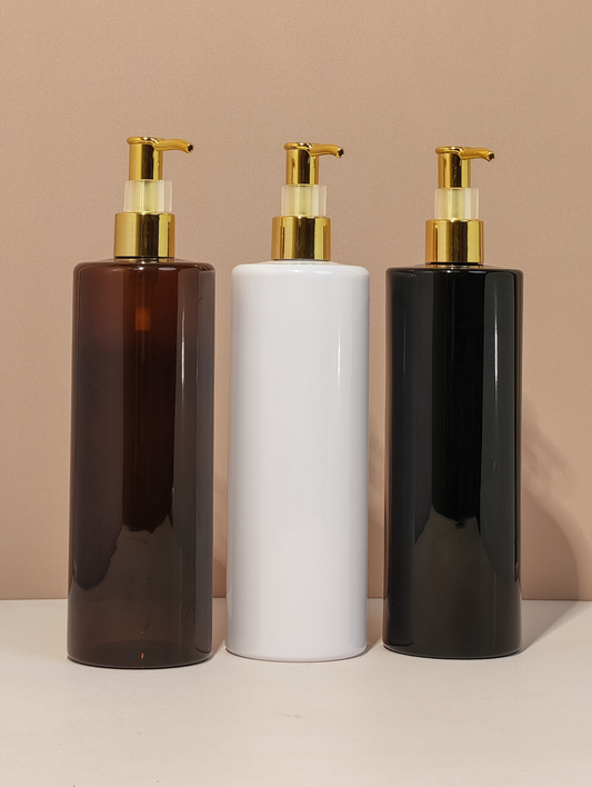 500Ml Tall Pet Bottle With All Gold Lotion Pump