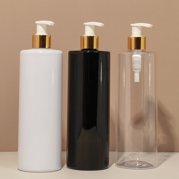 500Ml Tall Pet Bottle With Old Gold White Lotion Pump