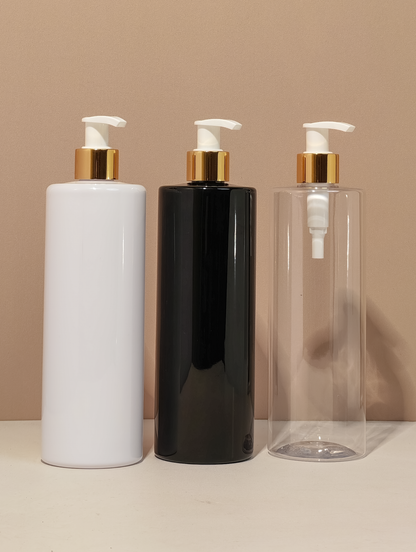 500Ml Tall Pet Bottle With Old Gold White Lotion Pump