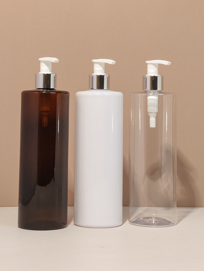 500Ml Tall Pet Bottle With Silver White Lotion Pump