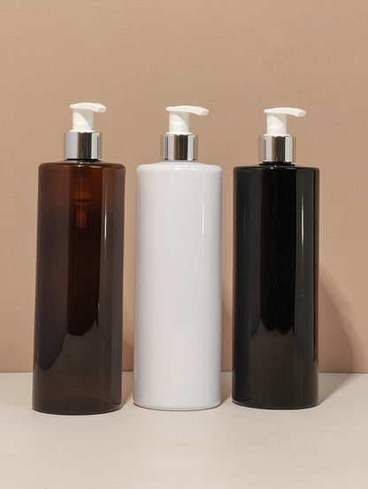 500Ml Tall Pet Bottle With Silver White Lotion Pump