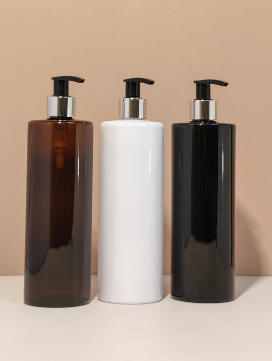 500Ml Tall Pet Bottle With Silver Black Lotion Pump