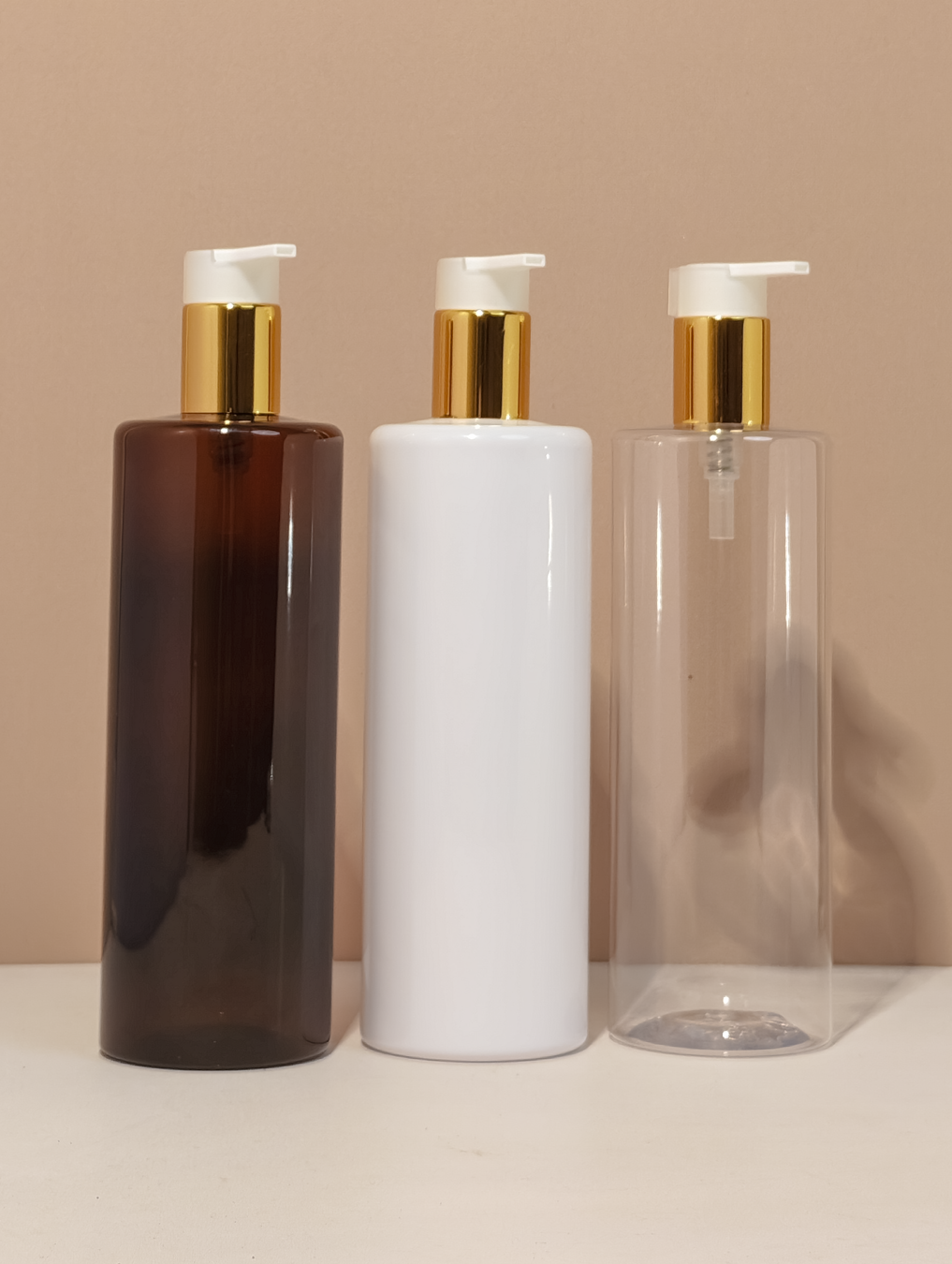 500Ml Tall Pet Bottle With New Gold White Lotion Pump