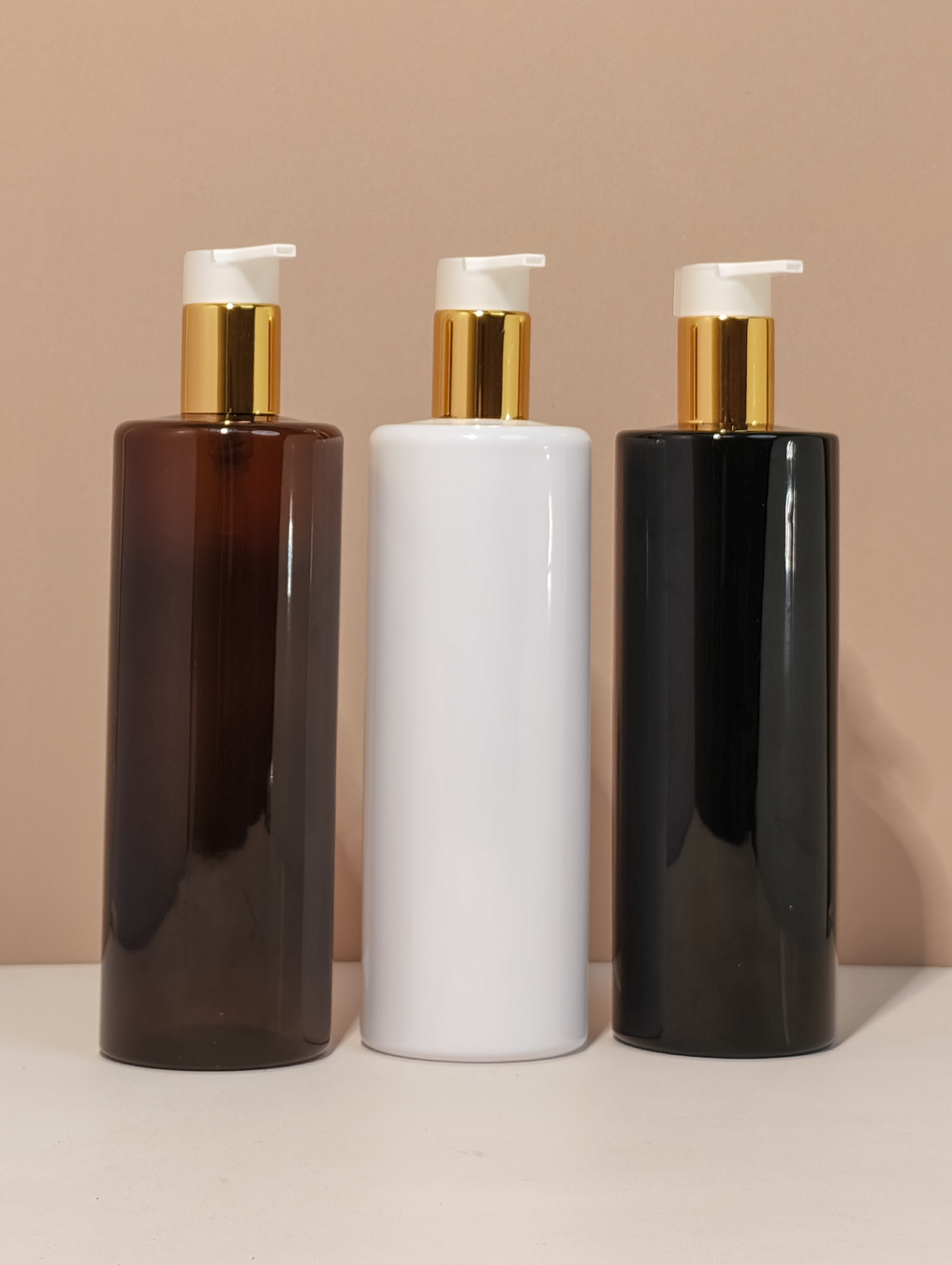 500Ml Tall Pet Bottle With New Gold White Lotion Pump