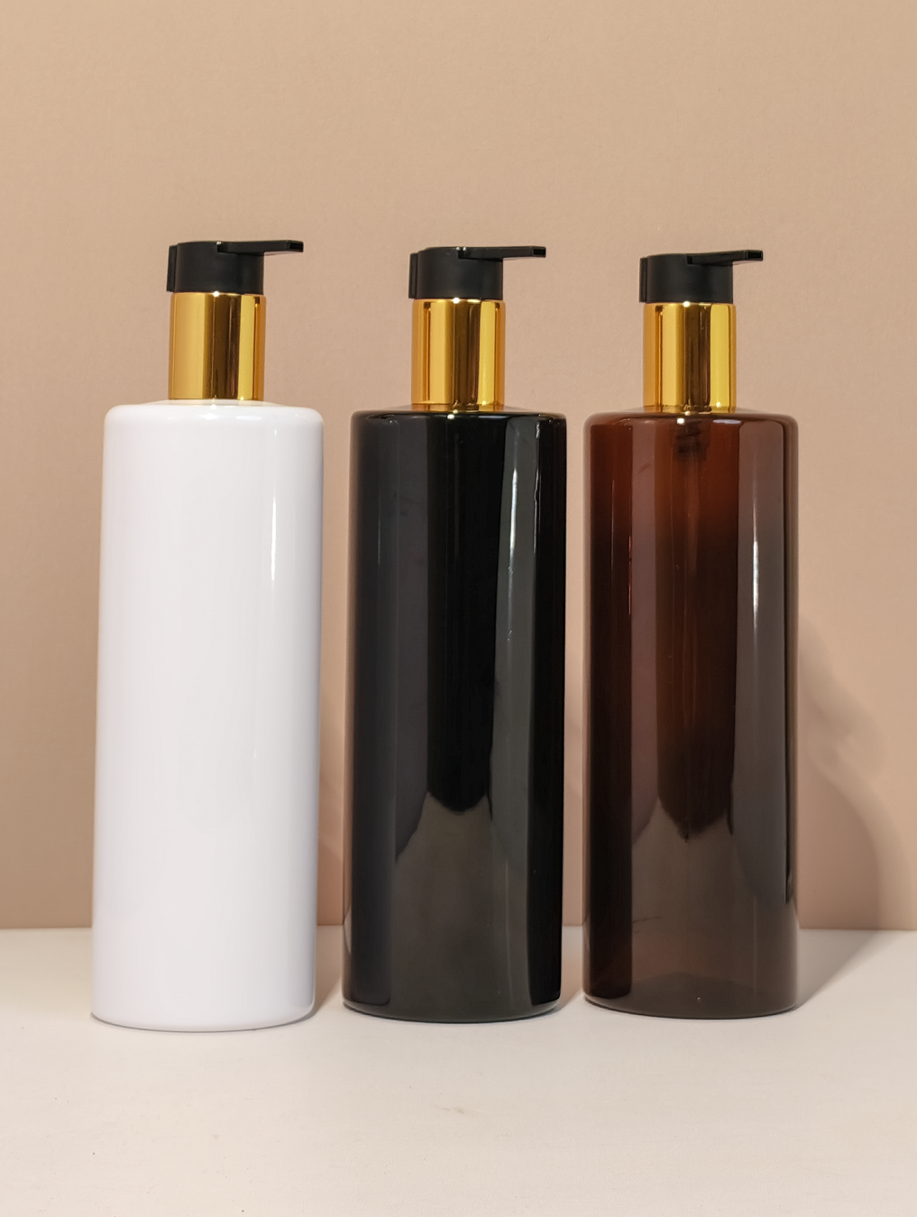 500Ml Tall Pet Bottle With New Gold Black Lotion Pump