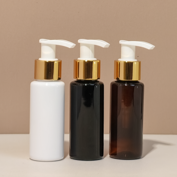 60Ml Pet Bottle With Old Gold White Lotion Pump