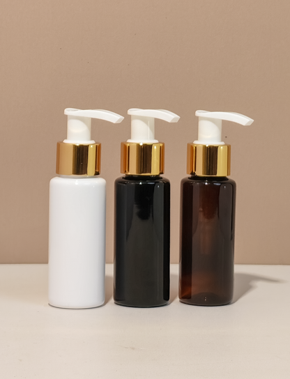 60Ml Pet Bottle With Old Gold White Lotion Pump