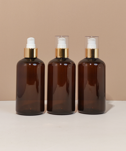 250Ml Short Pet Bottle With Gold Treatment Pump