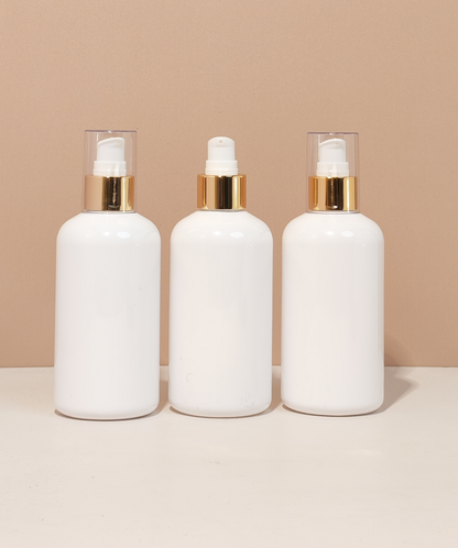 250Ml Short Pet Bottle With Gold Treatment Pump