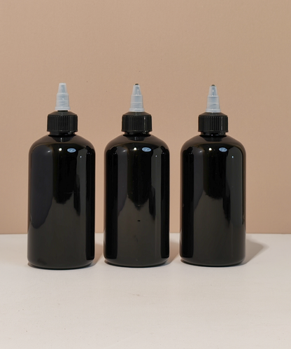 250Ml Short Pet Bottle With Black Applicator With Clear Top