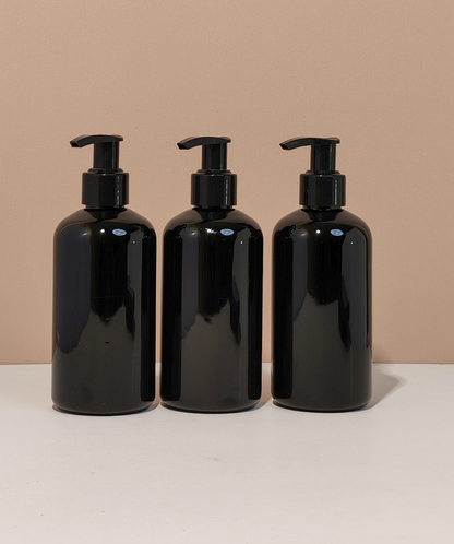 250Ml Short Pet Bottle With Old Black Lotion Pump