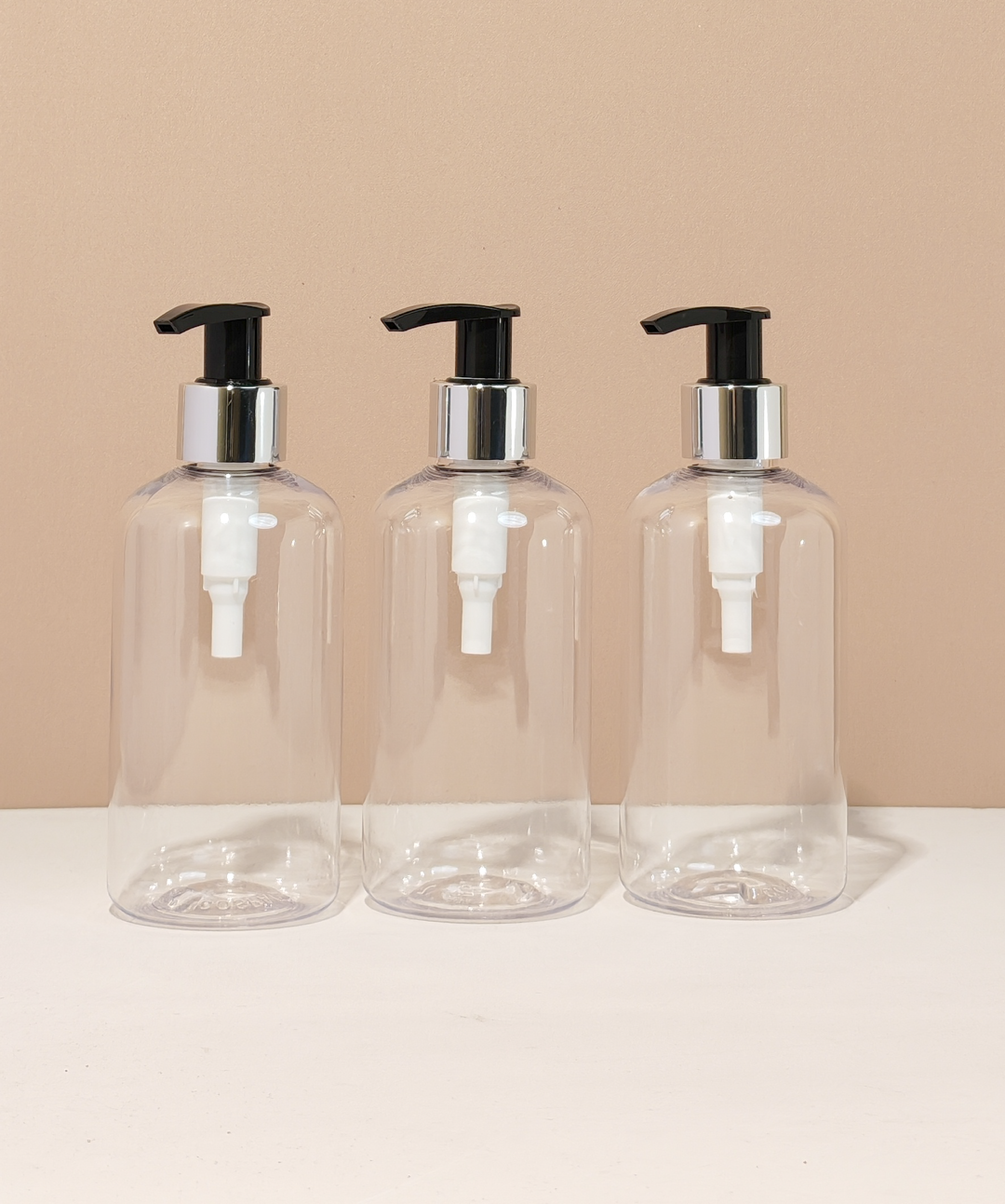 250Ml Short Pet Bottle With Silver Black Lotion Pump