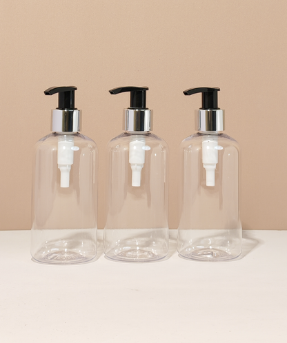 250Ml Short Pet Bottle With Silver Black Lotion Pump