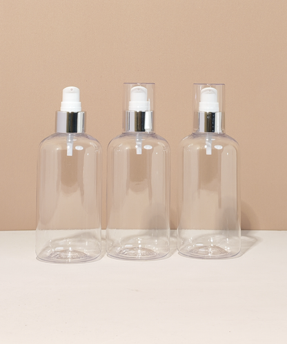 250Ml Short Pet Bottle With Silver Treatment Pump
