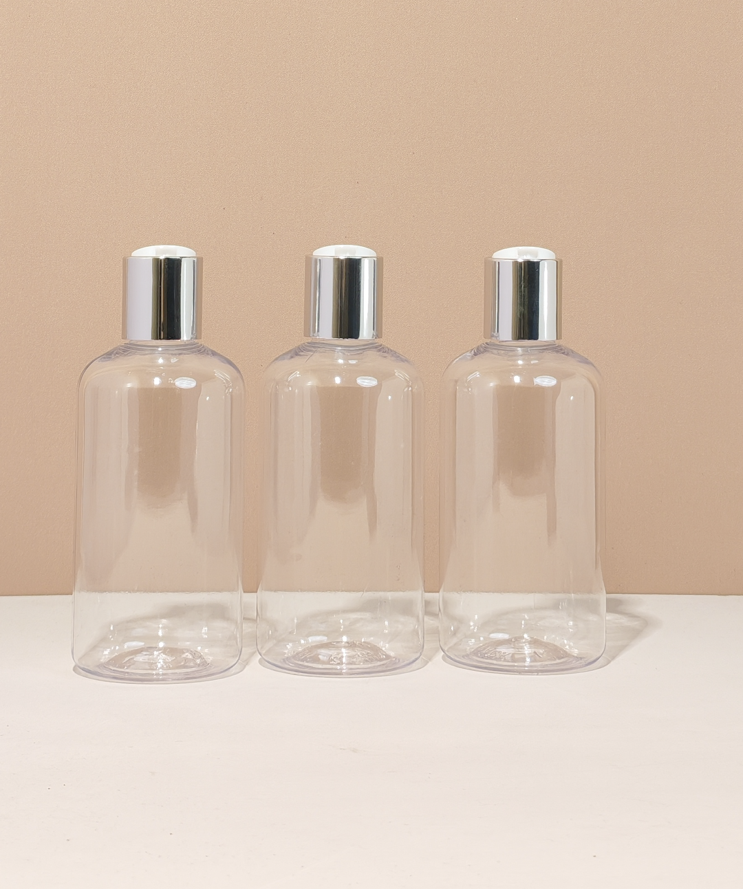 250Ml Short Pet Bottle With Silver Press Cap