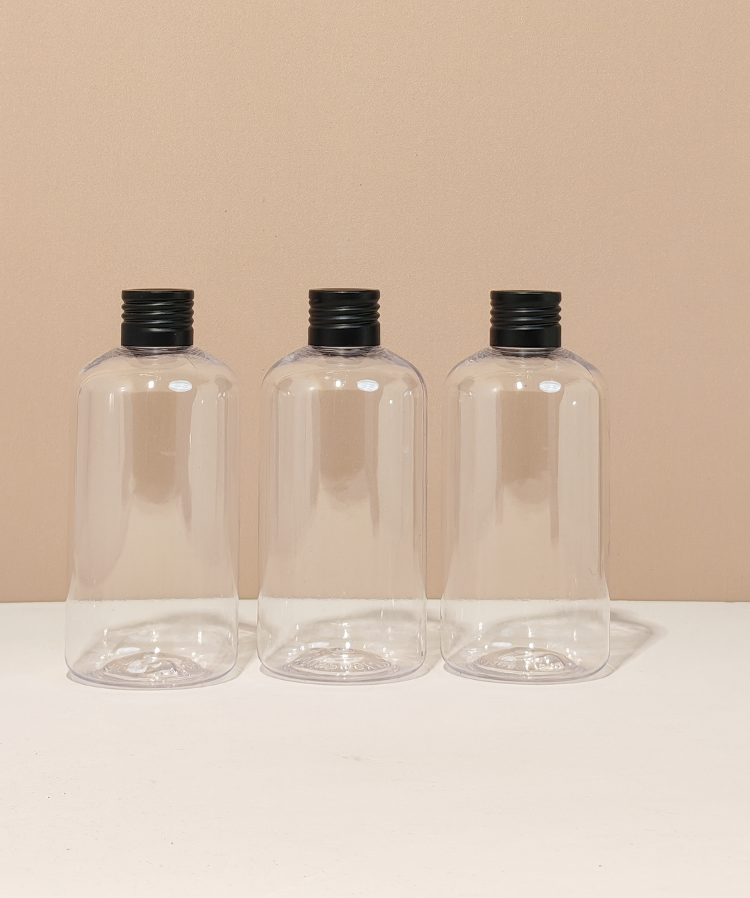 250Ml Short Pet Bottle With Matte Black Aluminium Screw Cap