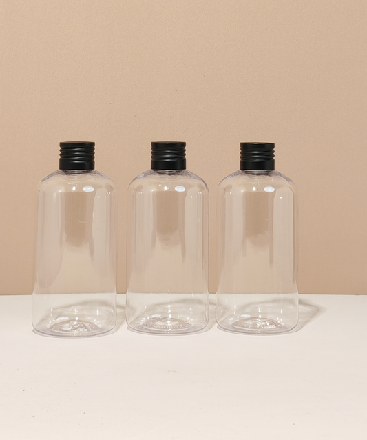 250Ml Short Pet Bottle With Matte Black Aluminium Screw Cap