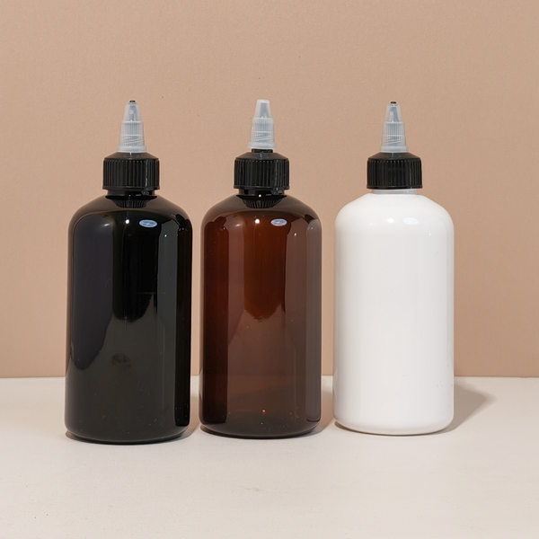 250Ml Short Pet Bottle With Black Applicator With Clear Top