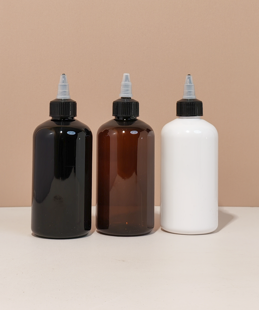 250Ml Short Pet Bottle With Black Applicator With Clear Top
