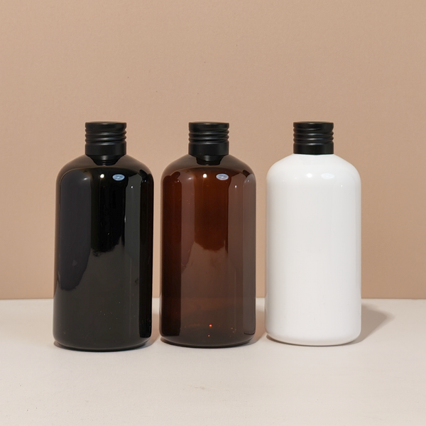 250Ml Short Pet Bottle With Matte Black Aluminium Screw Cap