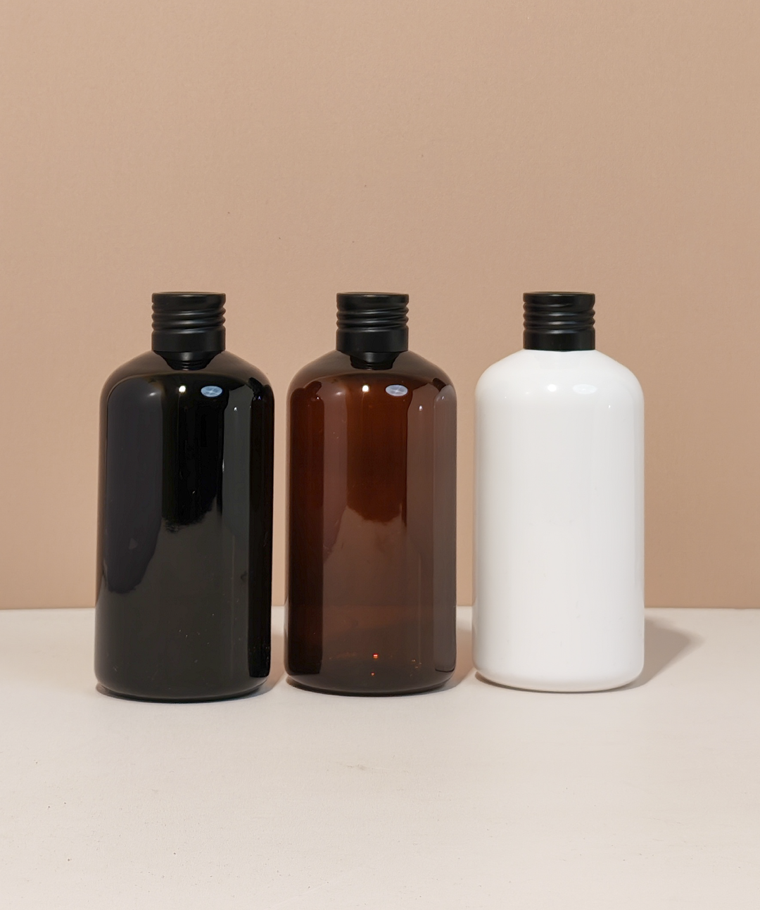 250Ml Short Pet Bottle With Matte Black Aluminium Screw Cap