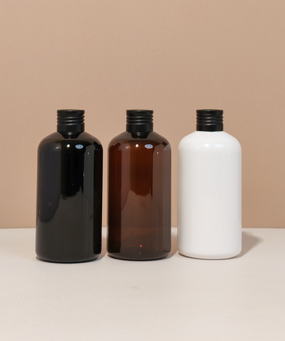 250Ml Short Pet Bottle With Matte Black Aluminium Screw Cap