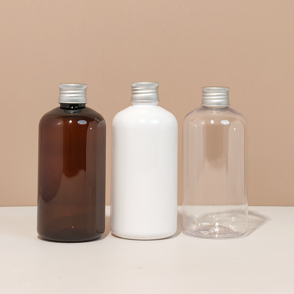 250ml Short Pet Bottle with Silver Aluminium Screw Cap