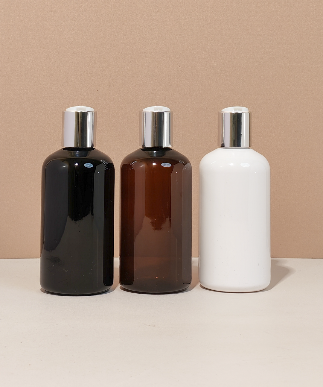 250Ml Short Pet Bottle With Silver Press Cap