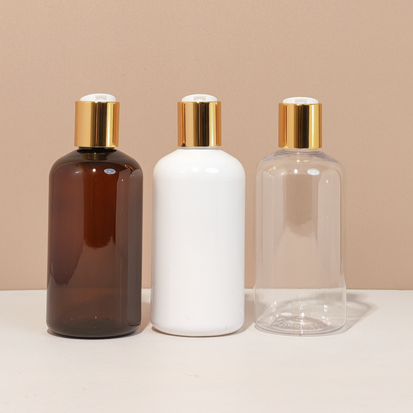250Ml Short Pet Bottle With Gold Press Cap