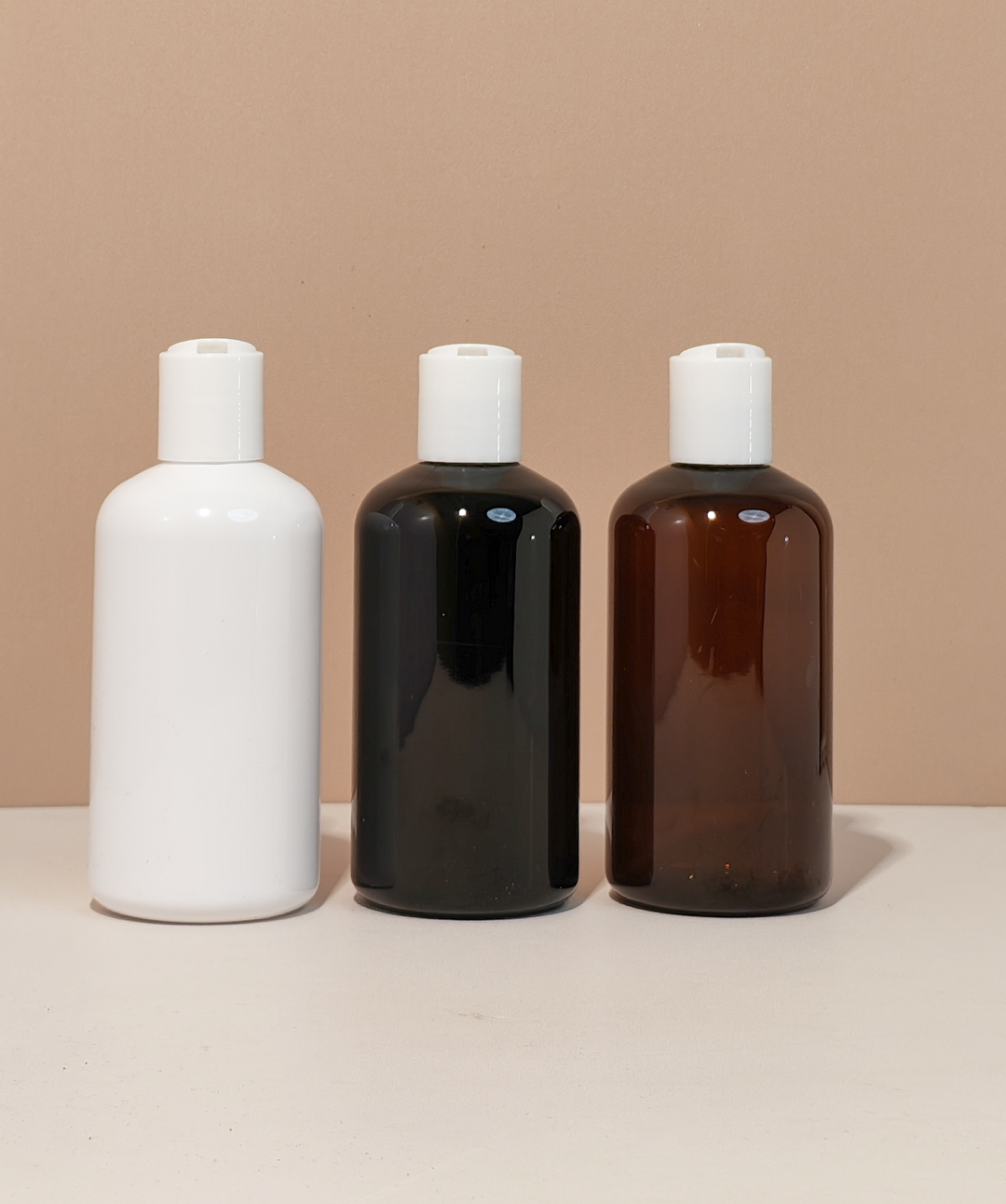 250Ml Short Pet Bottle With White Press Cap