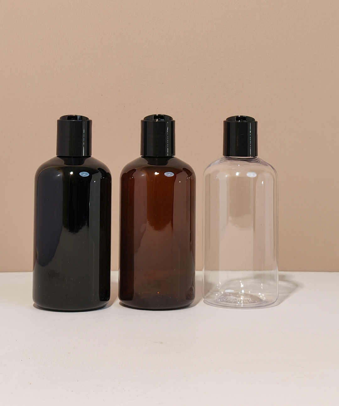 250Ml Short Pet Bottle With Black Press Cap