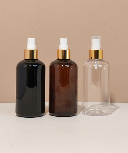 250Ml Short Pet Bottle With Gold Mist Spray