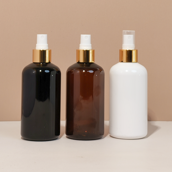 250Ml Short Pet Bottle With Gold Mist Spray