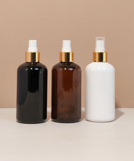 250Ml Short Pet Bottle With Gold Mist Spray