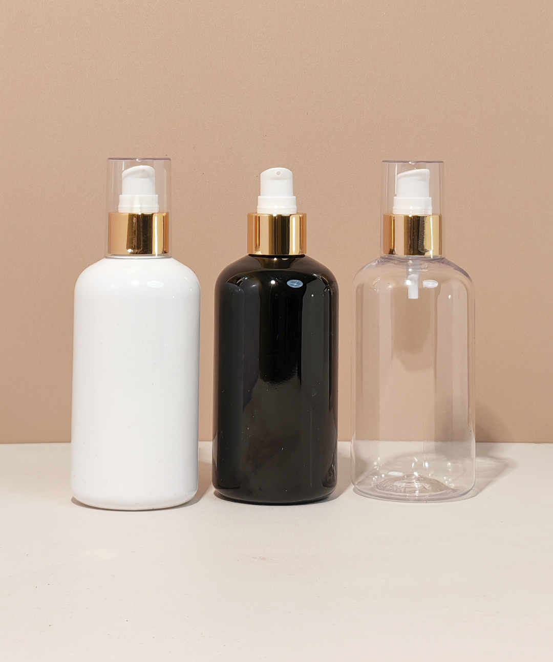 250Ml Short Pet Bottle With Gold Treatment Pump