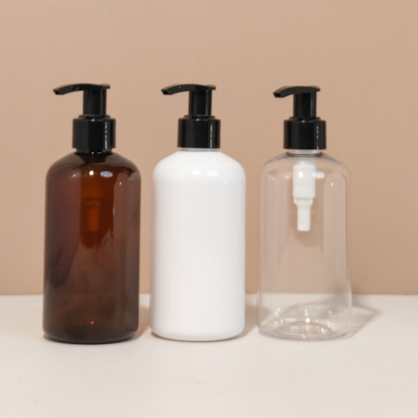 250Ml Short Pet Bottle With Old Black Lotion Pump