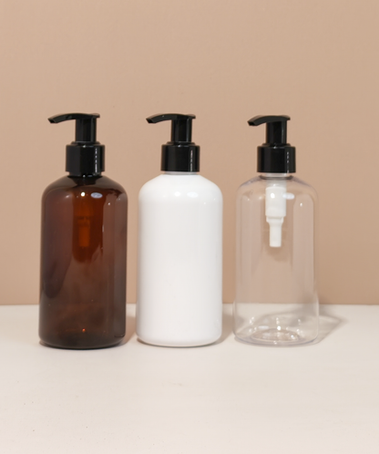 250Ml Short Pet Bottle With Old Black Lotion Pump