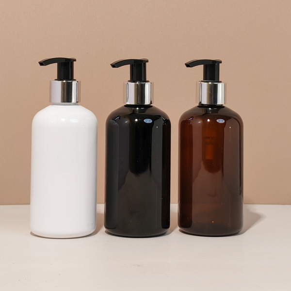 250Ml Short Pet Bottle With Silver Black Lotion Pump