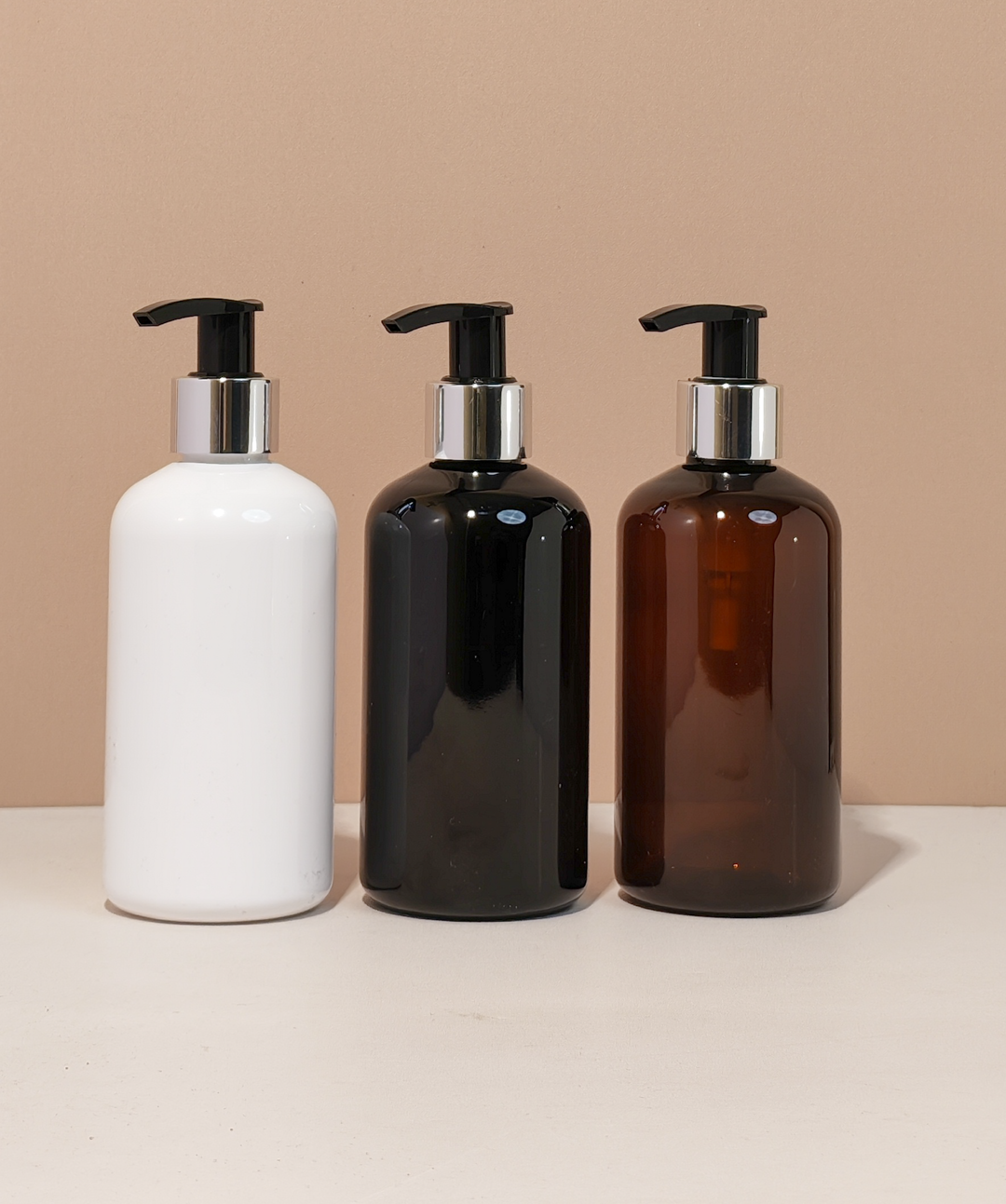 250Ml Short Pet Bottle With Silver Black Lotion Pump