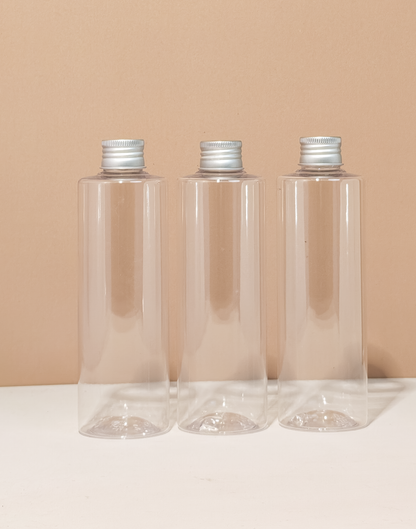 250ml Tall Pet Bottle with Silver Aluminium Screw Cap