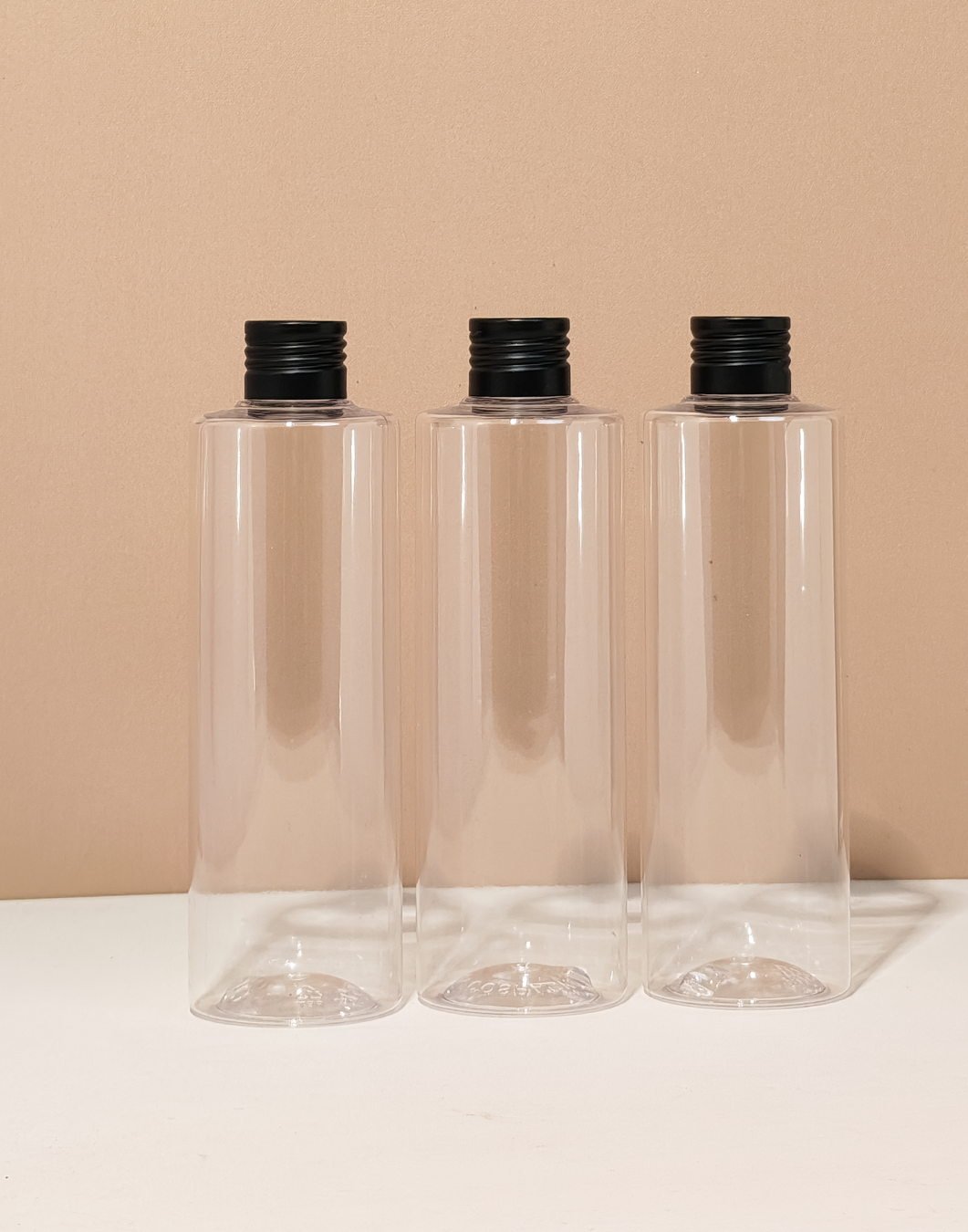 250Ml Tall Pet Bottle With Matte Black Aluminium Screw Cap