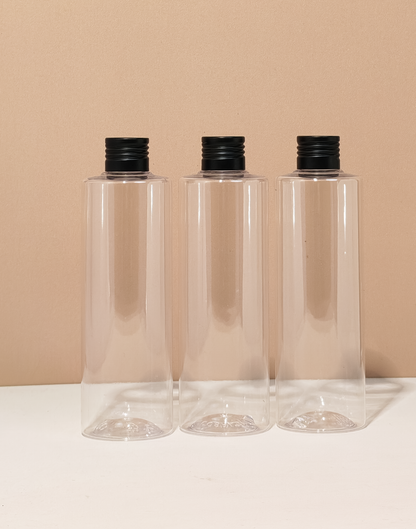 250Ml Tall Pet Bottle With Matte Black Aluminium Screw Cap