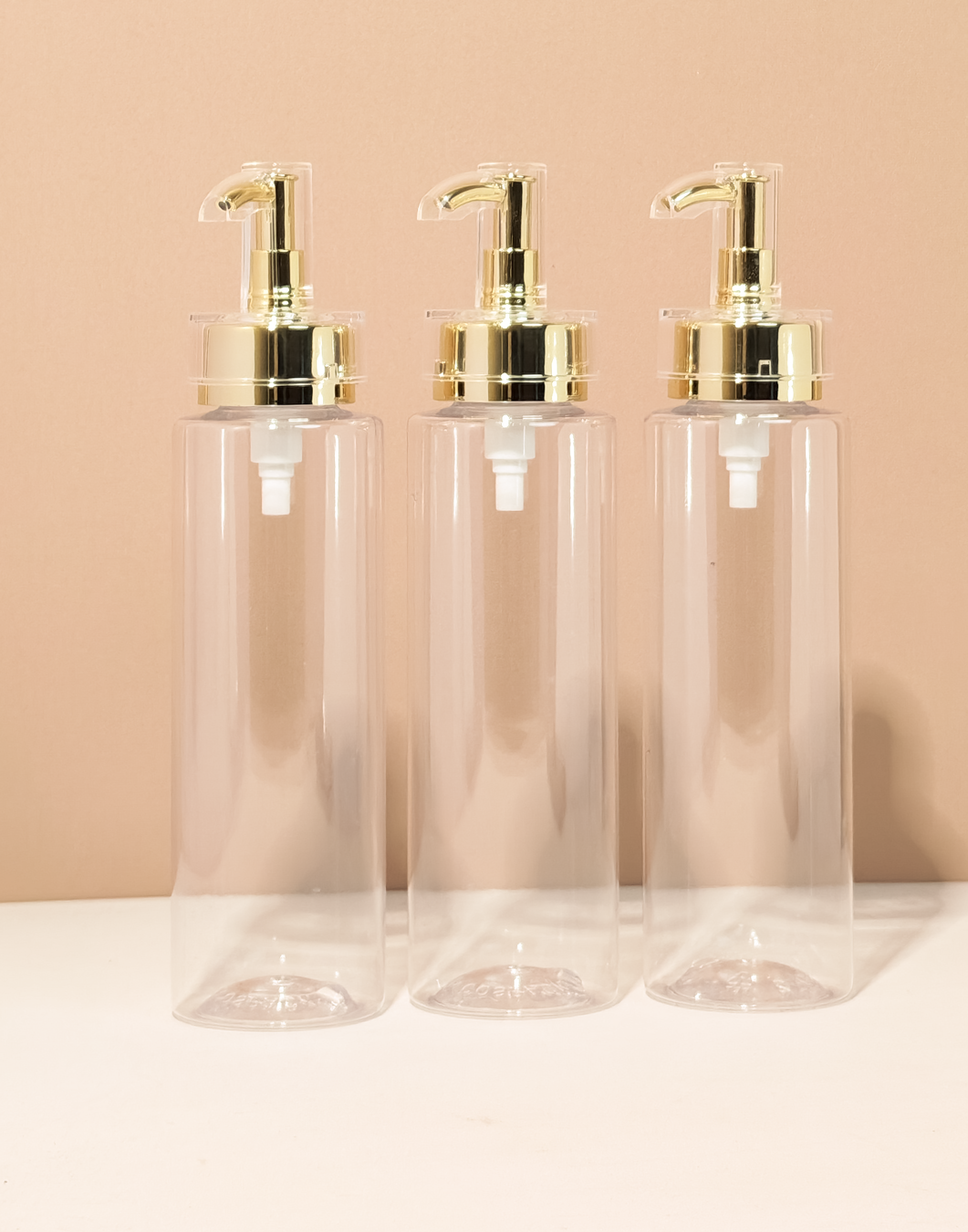 250ml Tall Pet Bottle with Gold Electroplated Pump