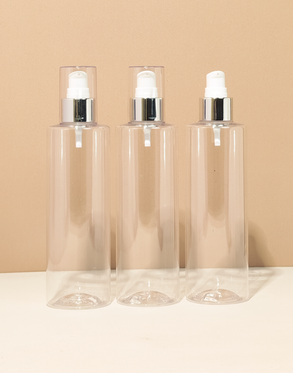 250Ml Tall Pet Bottle With Silver Treatment Pump
