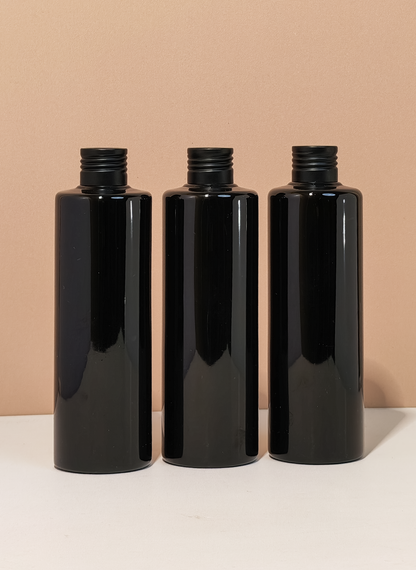250Ml Tall Pet Bottle With Matte Black Aluminium Screw Cap