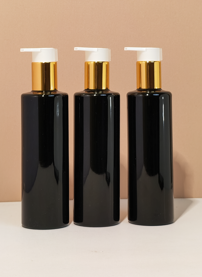 250Ml Tall Pet Bottle With New Gold White Lotion Pump