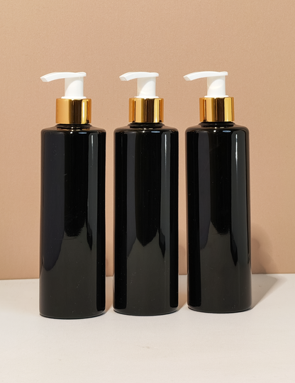 250Ml Tall Pet Bottle With Old Gold White Lotion Pump